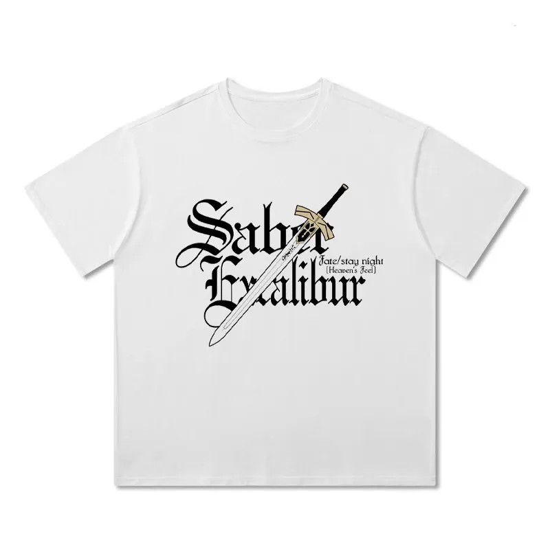 Fate/stay Night Saber Altria Pendragon T Shirt Men Women 100% Cotton Casual Short Sleeve Tee Shirt Aesthetic Trend Y2K T-shirt