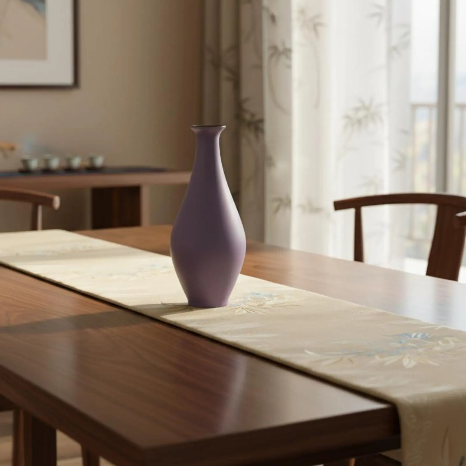2 Pieces Violet Vase New Chinese Aesthetic Matte Ceramic Vase Home Decor Original Design Minimalist for Living Room