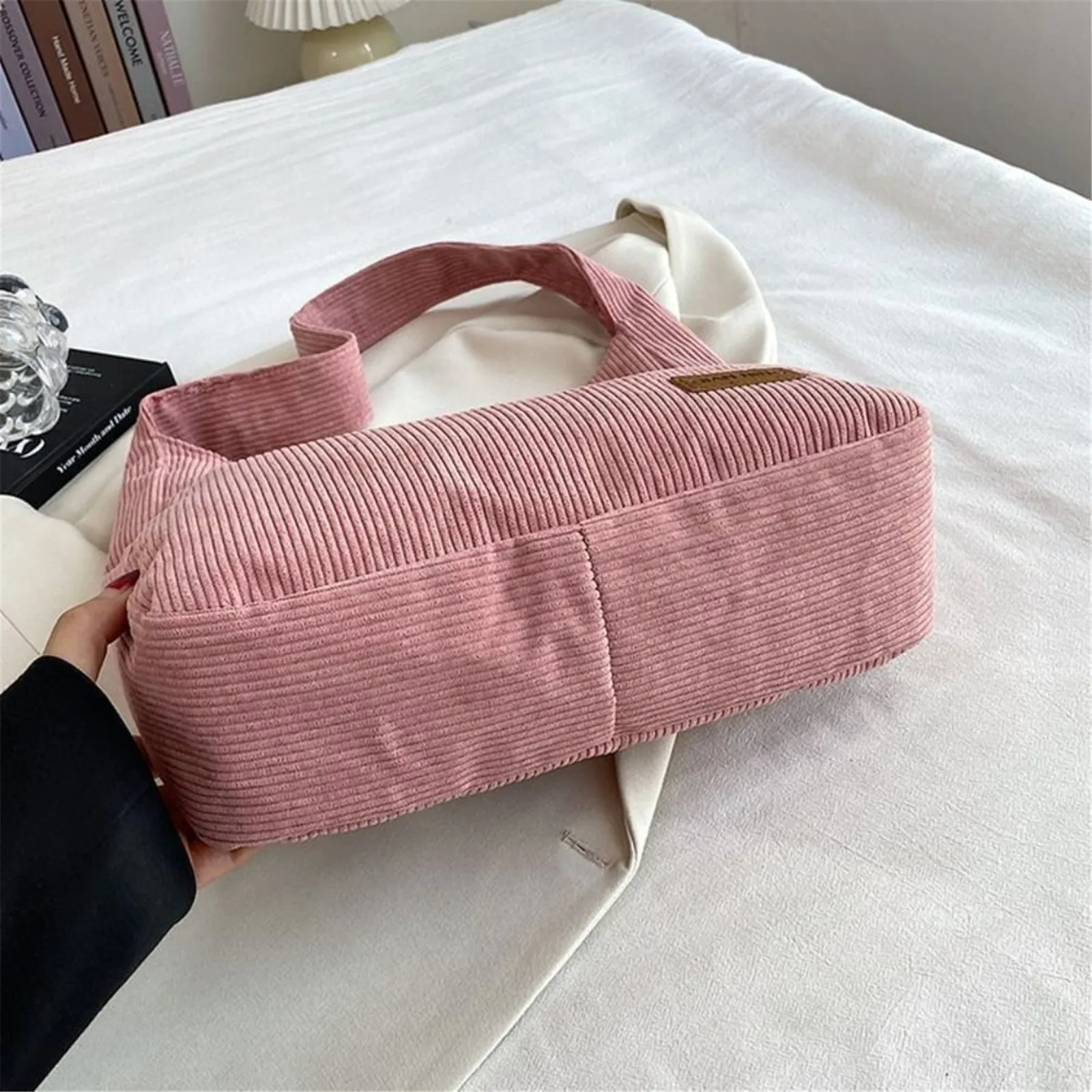 Bolsa de lona feminina, bolsa de veludo, bolsa para meninas, monocromática