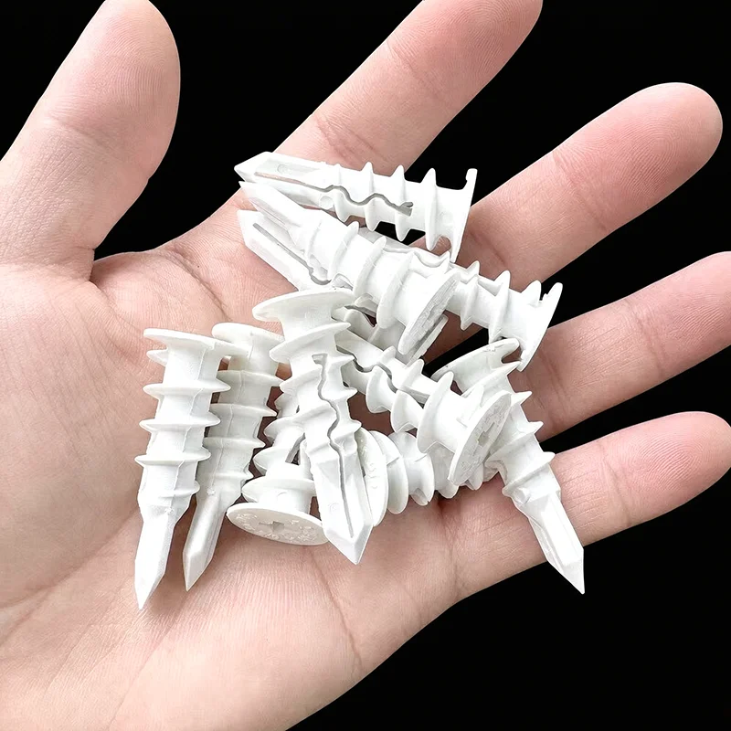 100Pcs Self Drilling Drywall Anchors No Pre Drilling Nylon/Plastic Anchors for Hanging on Sheetrock Gypsum Board Screw Anchors