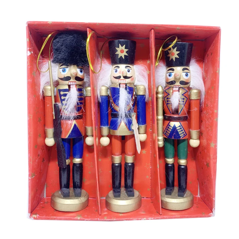 15cm Nutcracker Christmas Decor Wooden Christmas Decorations Nutcracker Figures  Christmas Festive Collectible For Home Ht242