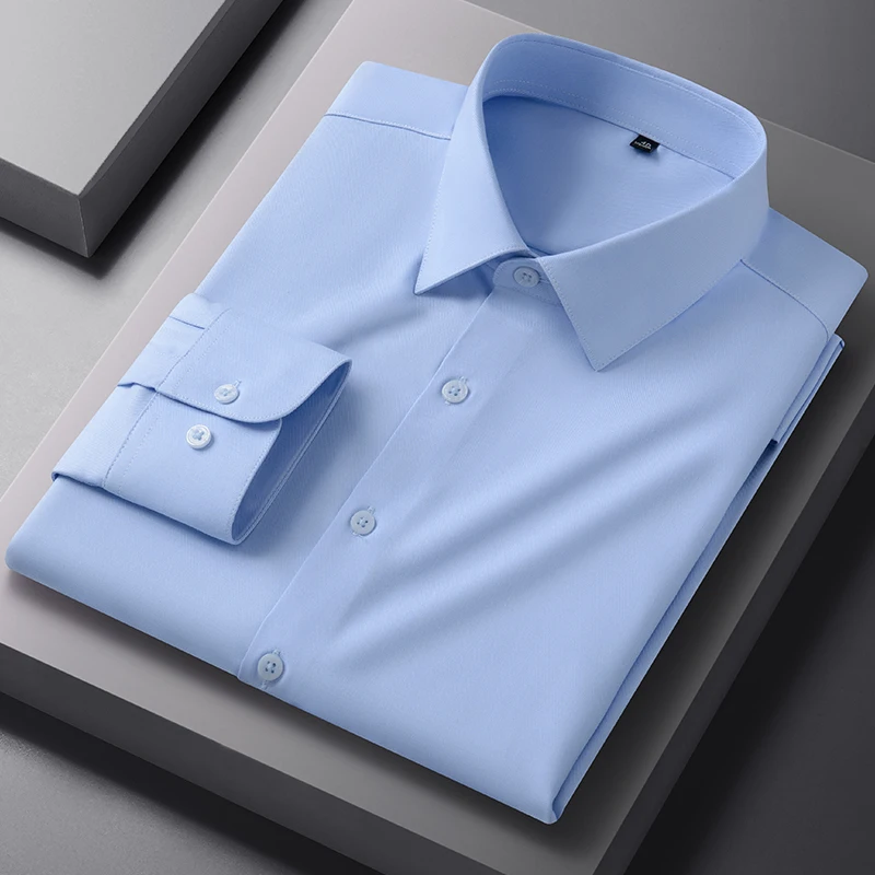 

"Men's Wool Blend Shirt Long Sleeve Casual Business Formal Button Down Shirt Soft Comfortable Classic Fit Clothing" Size 38-45