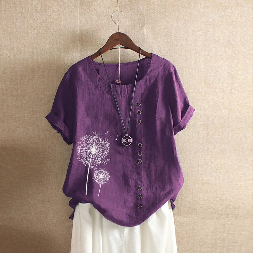 New Summer Oversize T-shirt Large Casual Loose Cotton Linen Short Sleeve Pullover Tops Shirts for Women Woman T-shirts Clothes