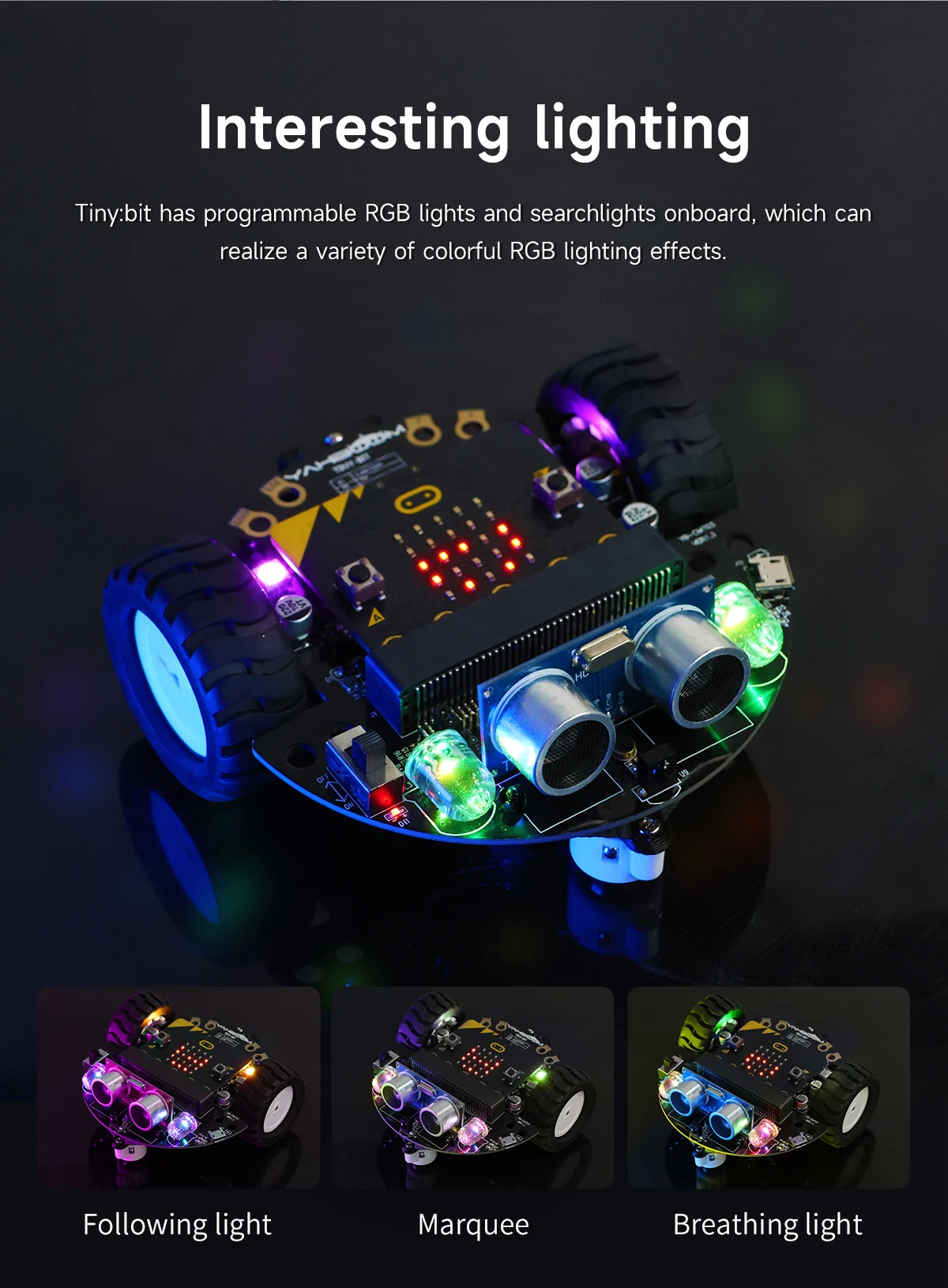 Yahboom Smart Robot Car Kit for BBC Micro:bit STEM Science Kits Coding Robots Microbit Car Handle Support MakeCode Programming