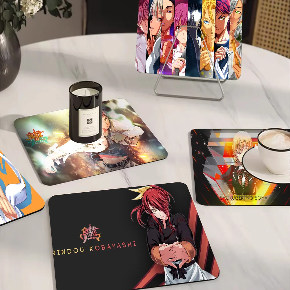 Anime Food Wars Shokugeki No Soma Kitchen Dish Mat Absorbent Dining Table Mats Retro Non-slip Placemat Coffee Dish Tableware Mat