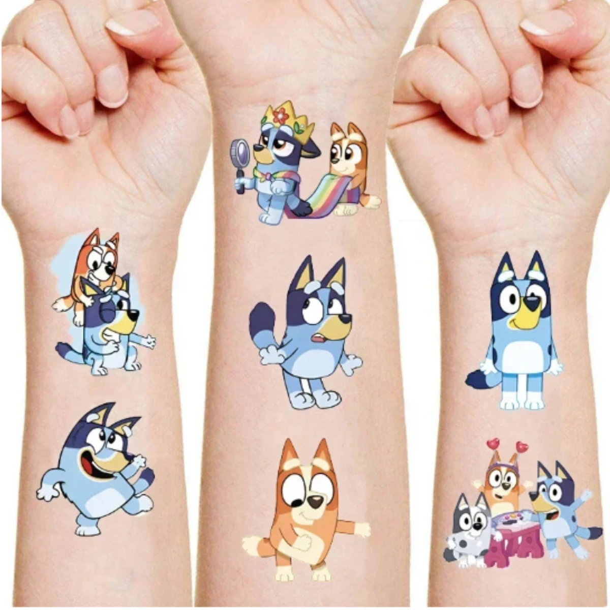 Blueys Bingo Tattoo Stickers Cute Cartoon Tattoo Sticker Decoration Children Washable Anime Water Transfer Sticker Ornament Gift