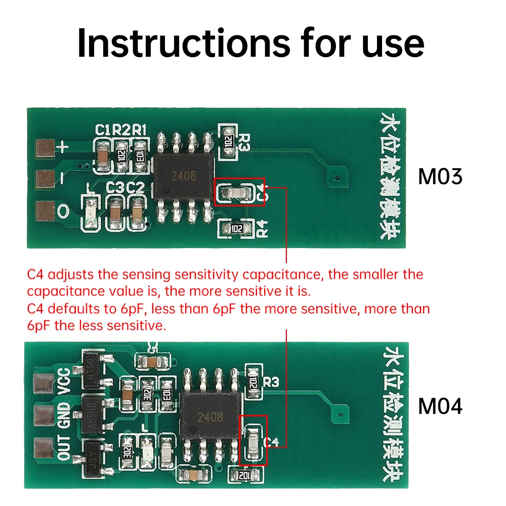 M03 M04 Water Level Detection Module Sensor Green Non-contact Level Touch Switch Liquid Sensor