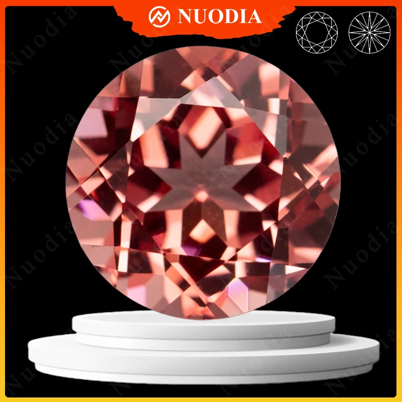 

Top Round Cut Lab Grown Padparadscha Gemstone Sunset Color Lab Sapphire Diamonds for Diy Jewelry Making Material Selectable AGL