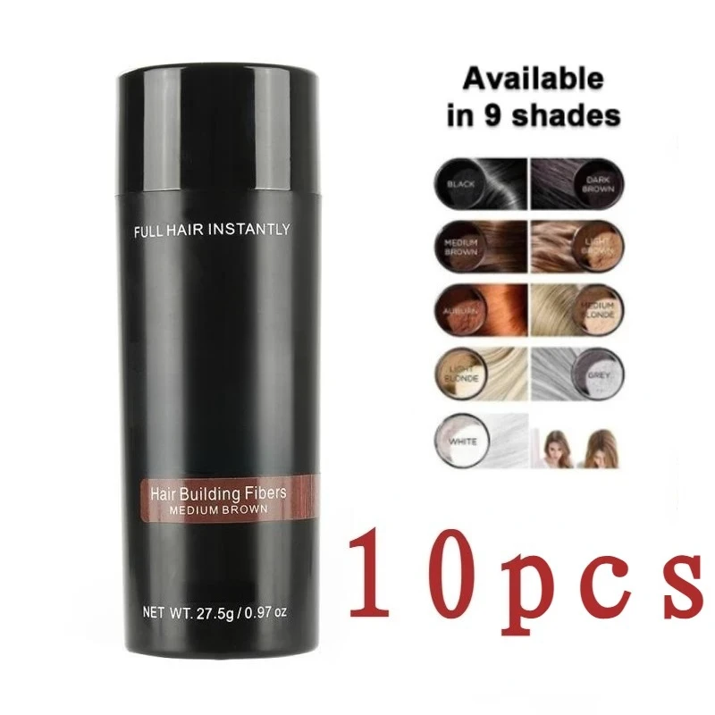 10 piezas de fibra capilar de 27.5g, polvo de queratina para el crecimiento del cabello para hombres, aplicador en spray, producto para el cuidado del crecimiento del cabello