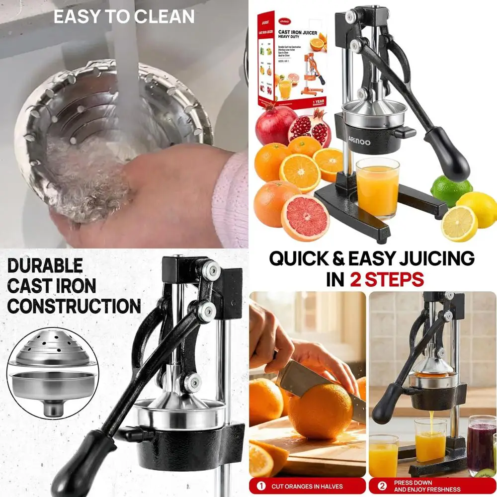

Ручная соковыжималка для цитрусовых — прочная чугунная ручная соковыжималка для апельсинов и лимонов, простая в использовании и чистке, черная