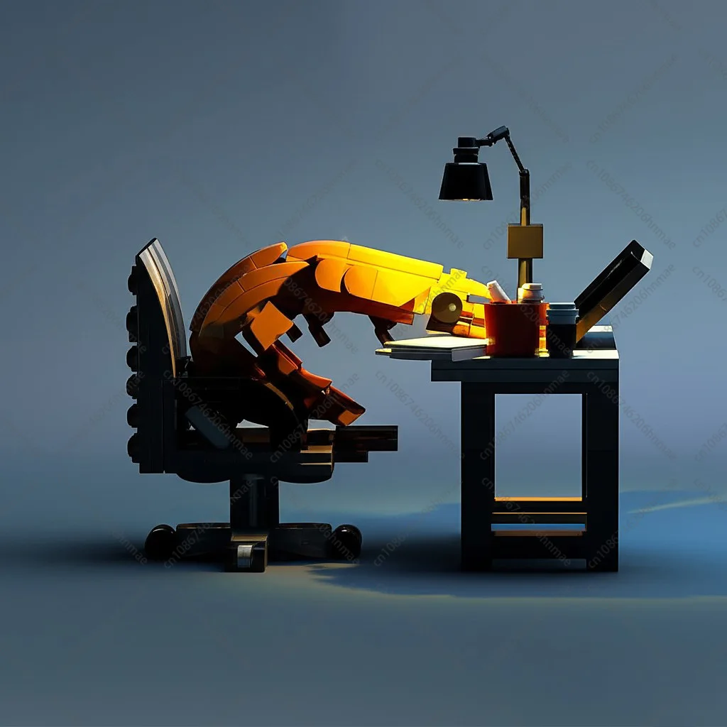 Gamberetti MOC Building Blocks Lavoro duro Figurine da ufficio Modello di assemblaggio Città Brick Scherzo Set di giocattoli Regali per ragazzi e ragazze Bambini