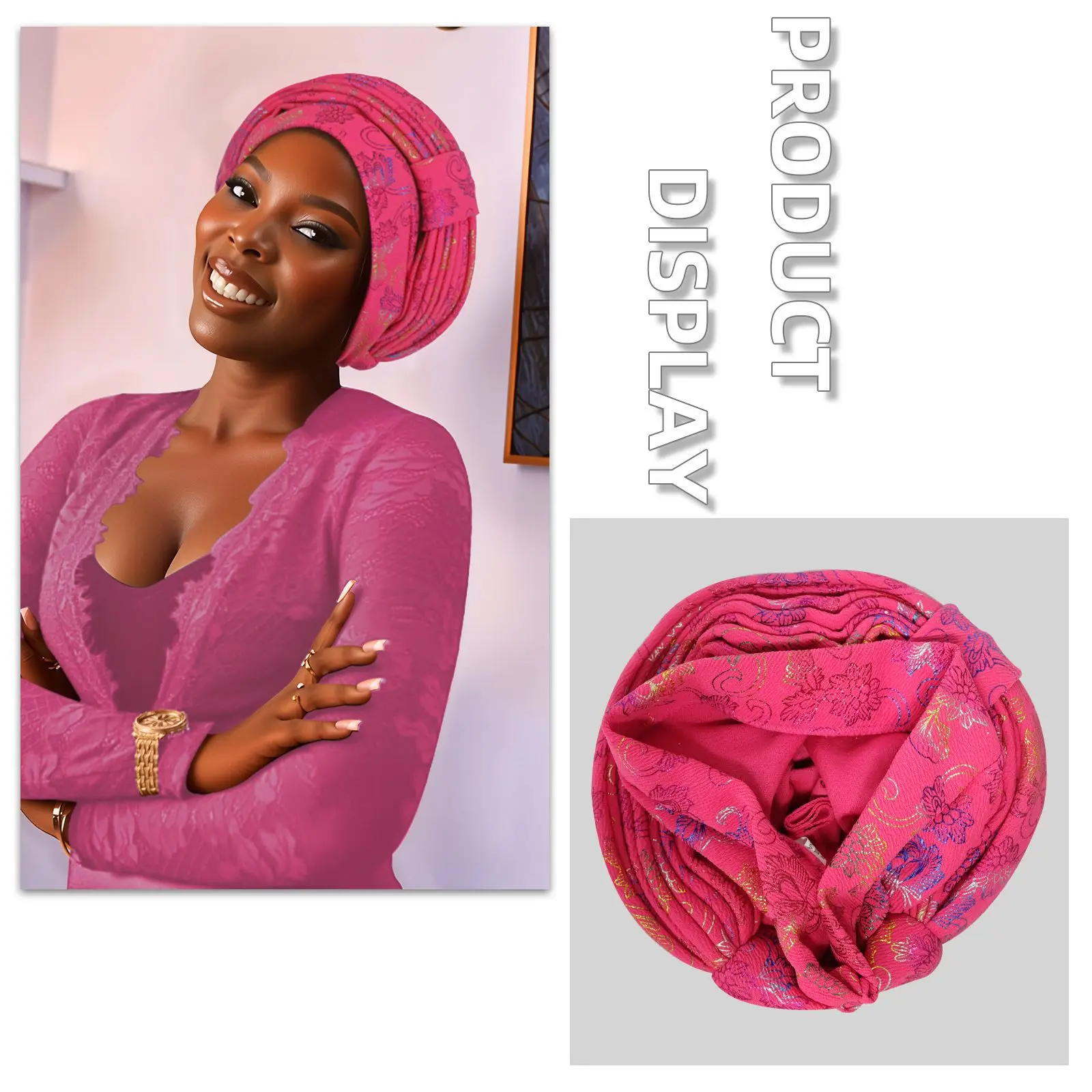 

Glitter Women African Turban Cap Muslim Headscarf Bonnet Nigeria Female Head Wraps Wedding Party Headpiece Headtie Auto Geles