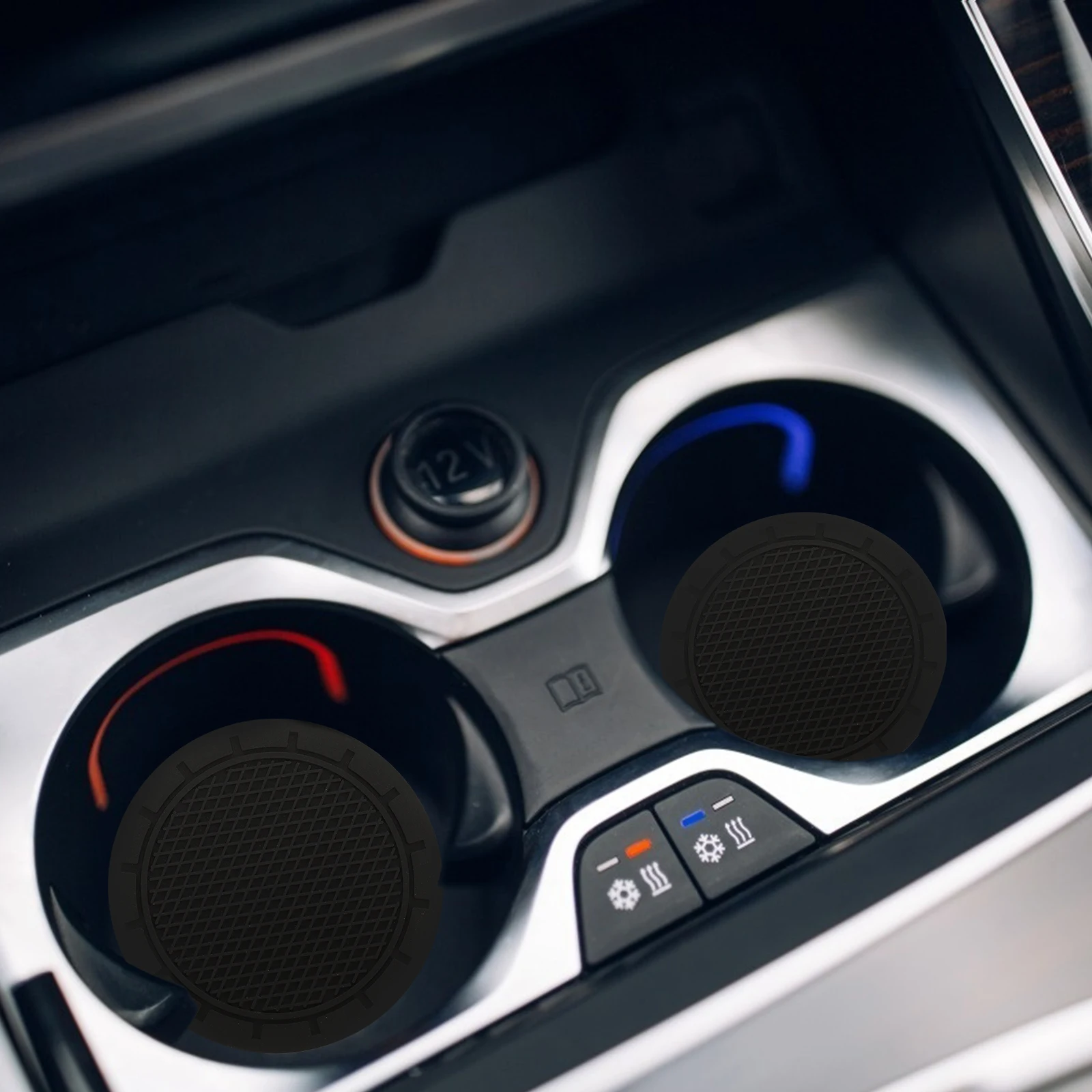 

6pcs Creative Sturdy Pvc Car Coaster Drinks Drink Coasters For Home Cafe Use Black Coasters For Gifts Decorations