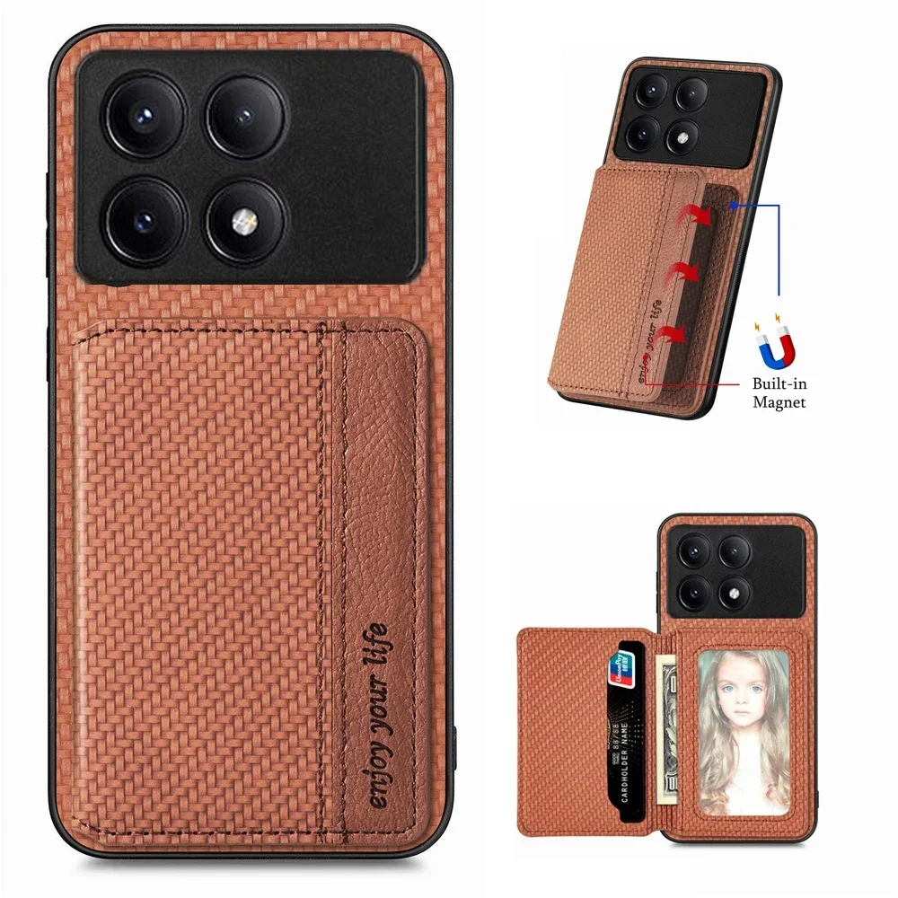 PocoF6 5G 2024 Magnetic Card Case RFID Leather 360 Protect for Xiaomi Poco F6 Pro Case Poco F 6 X6 Pro M6 X5 F5 Back Cover Funda
