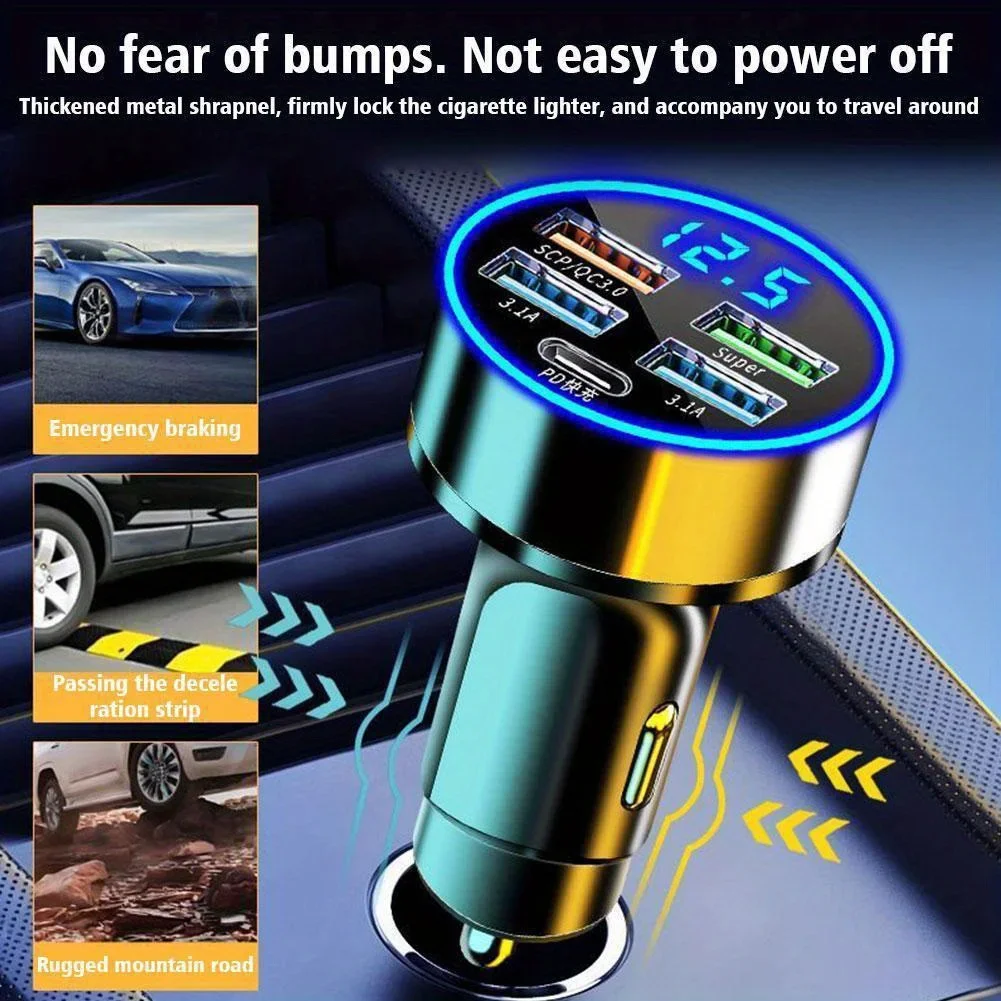 PD + QC 3.0 Fast Charging Car Phone Charger Adapter 4 Ports Usb Car Charger Type C PD35W Quick Charge 3.0 Car Charger