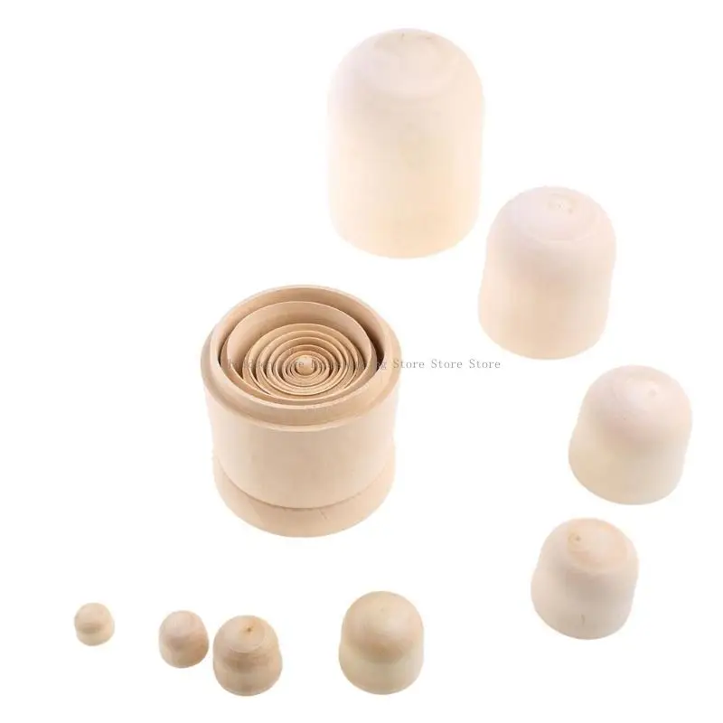 10pcs DIY DIY Madera en blanco sin pintar Gran vientre Rusia Muñecas anidación Matryoshka para muñecas Set para niños