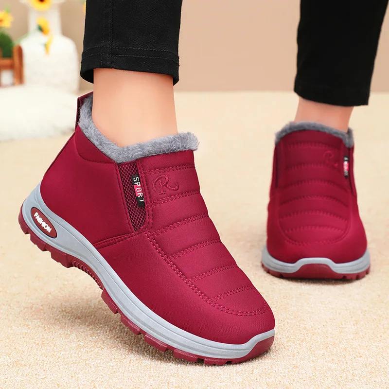 

Men's Boots Warm Snow Boots Winter Fashion Plush Casual Cotton Shoes Round Toe Couples Ankle Boots Slip on Platform Short Boot