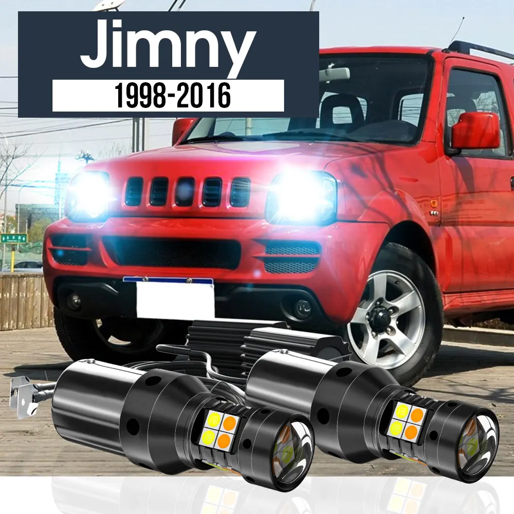 

2pcs LED Dual Mode Turn Signal+Daytime Running Light Blub DRL Canbus Accessories For Suzuki Jimny 1998-2016 2009 2010 2011 2012