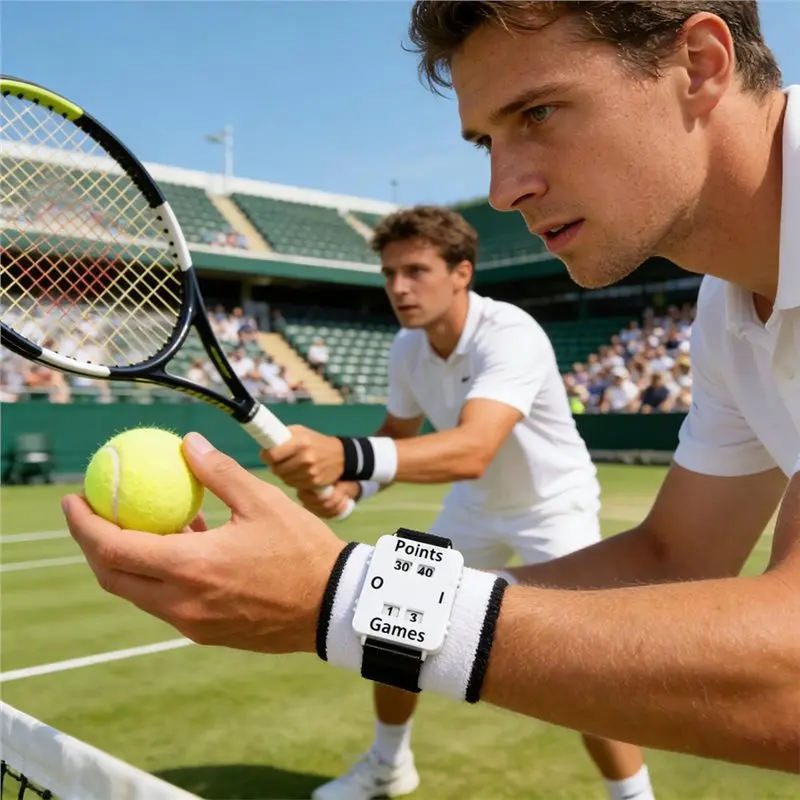RTENTE-Tennis Scoreboard For Scorekeeper Outdoor Score Keeper Wristband Adjustable, Counter Wrist Strap With Score Display Board