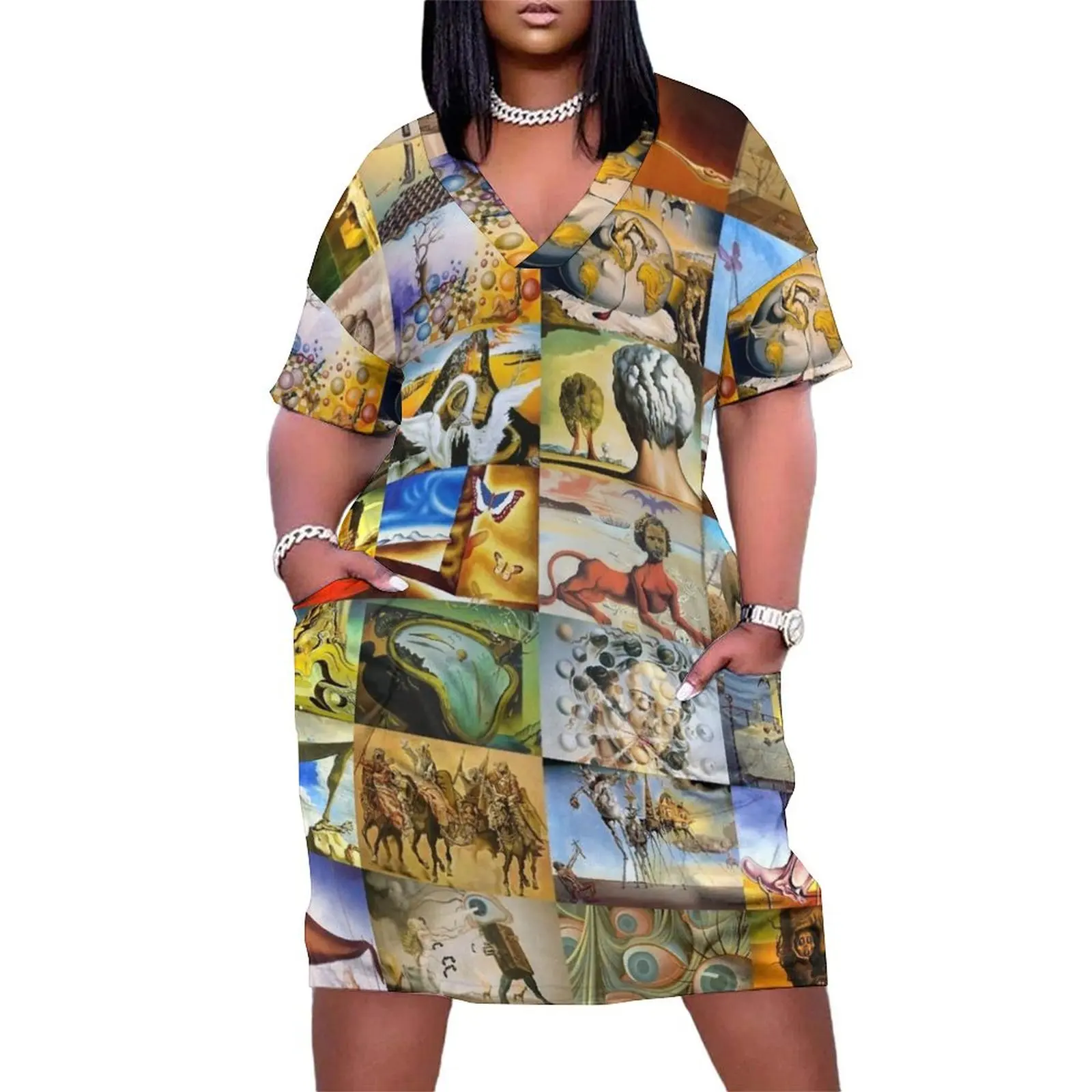 

Salvador Dali Loose Pocket Dress loose summer dress women clothes