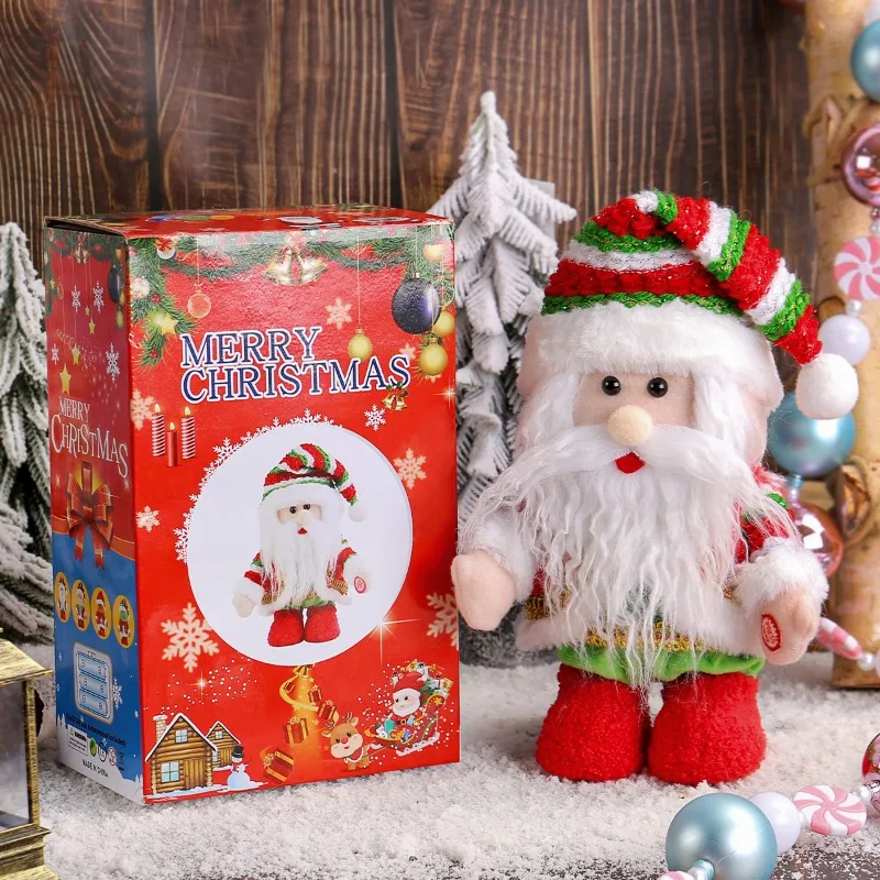 New Christmas Glowing Musical Santa Figurine Xmas Motion Doll Decorative Addition for Tables and Balconies Holiday Season Supply