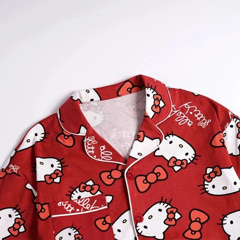 Sanrio Set piyama bayi perempuan, atasan lengan panjang berkerah kartun + celana 2 potong baju tidur anak gaun malam