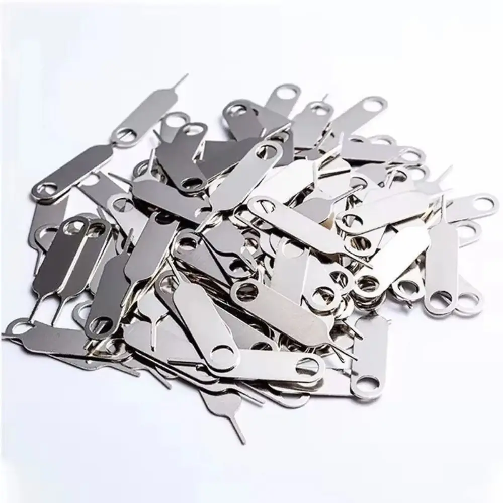 100Pcs Stainless Steel SIM Card Tray Ejector Pin Anti-Lost Portable SIM Card Removal Tool Universal Compact