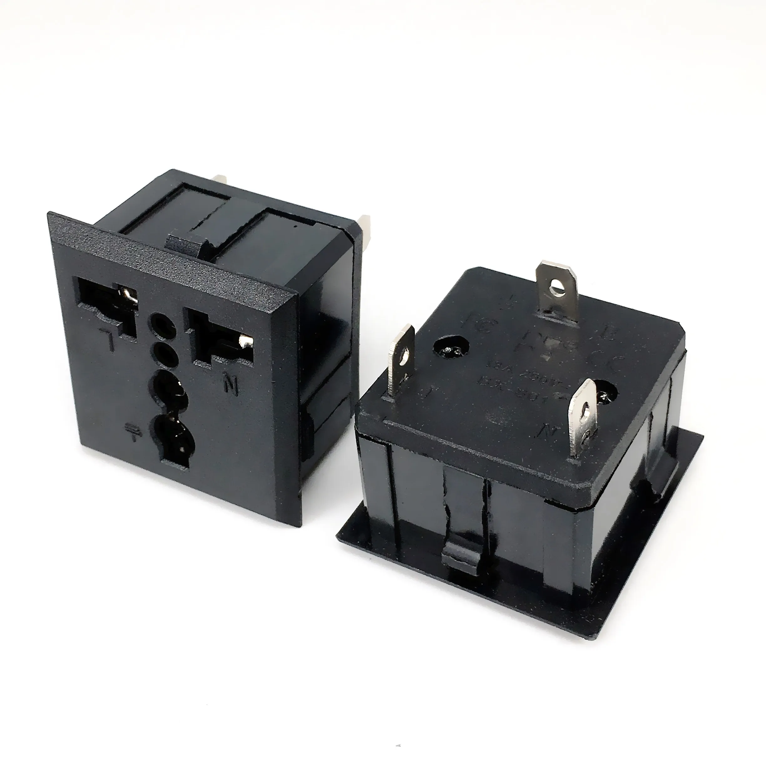 1 Pcs/Lots AC 250V 13A US USA UK EU Euro AU Panel Mount Snap in Universal Power Socket Outlet Receptacle Black/White