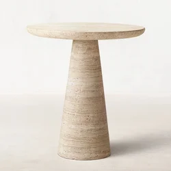 Modern Minimalist Travertine Marble Side Table Small Round Side Table For Living Room