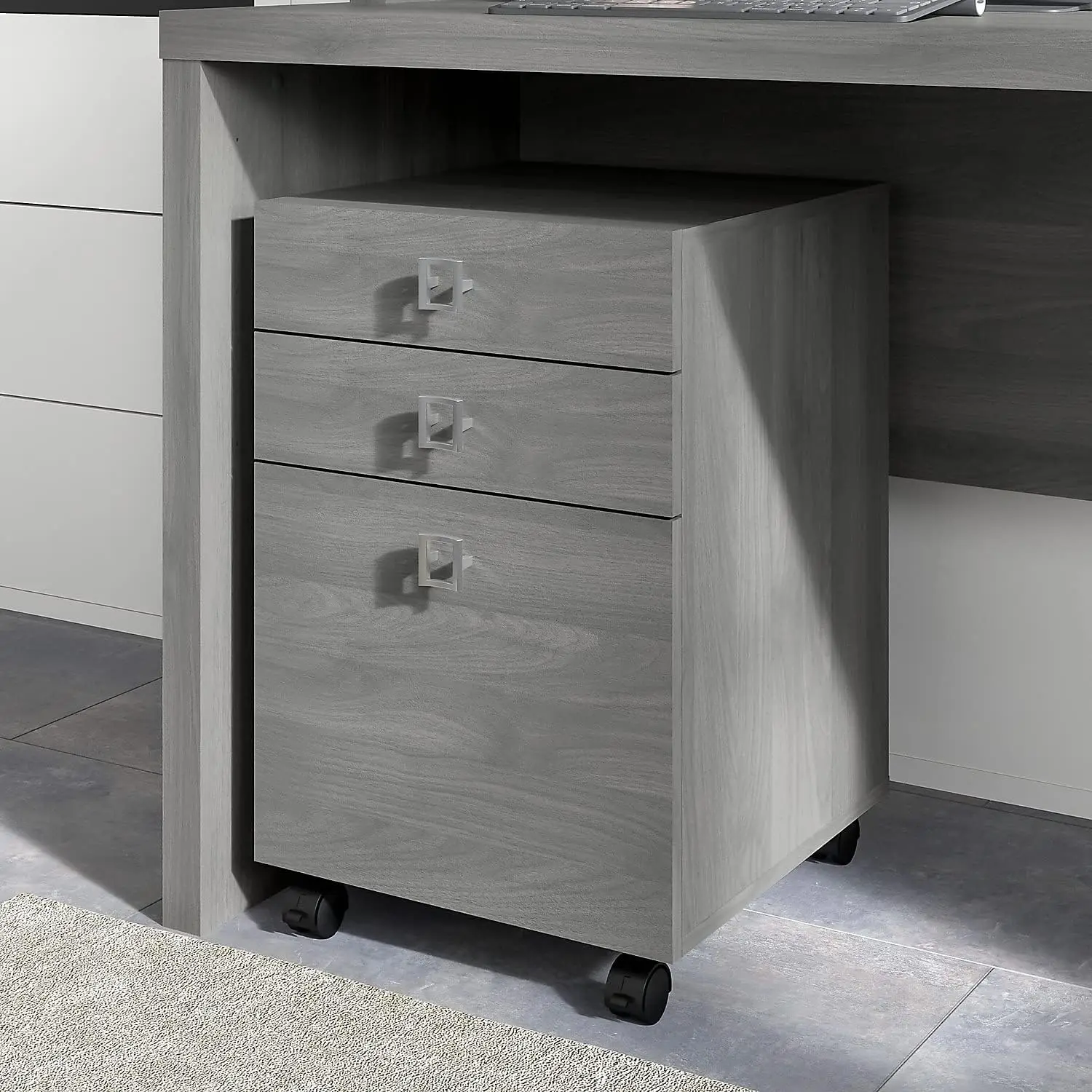 Business Furniture Echo Mobile Cabinet with Satin Silver Hardware Under Desk Filing Drawer Storage for Home Office