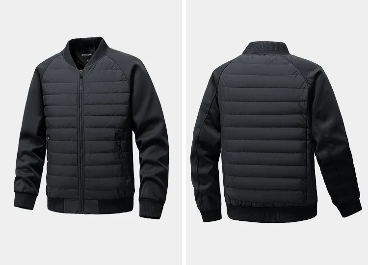 Men Black Khaki Green Solid Color Simple Basic Casual Trendy Daily Zipper Parkas Winter New Fashion American Style Male Coats