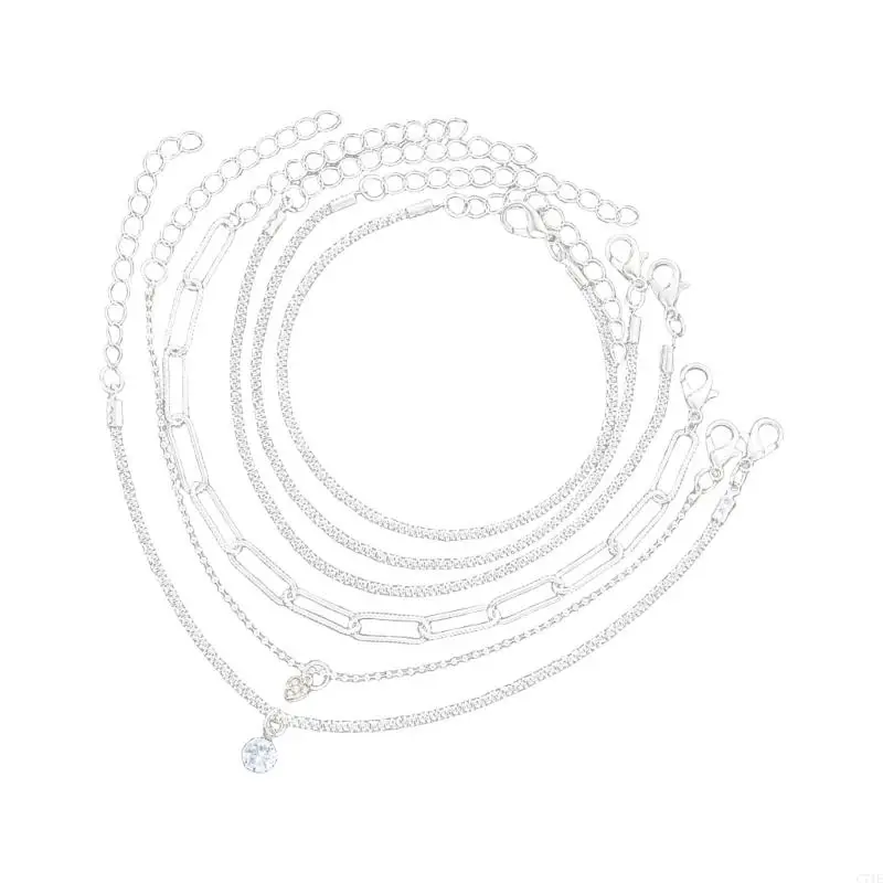 Paquete C71E 6 piezas pulseras espumosas establecidas joyas cadena manos ajustable para mujeres