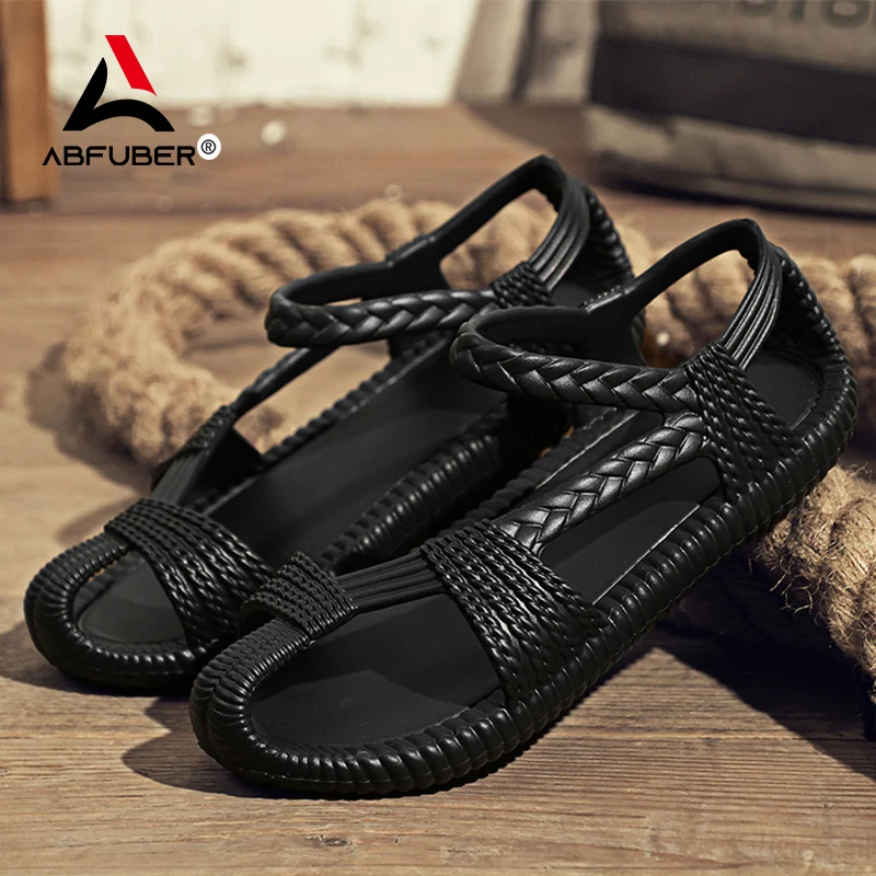 Original New Men Sandals Straw Outdoor Beach Shoes Men Solid Casual Vacation Style Lightweight summer Slippers Free Shipping