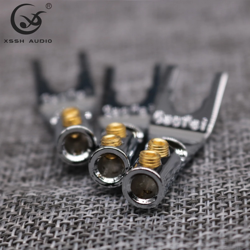 YIVO XSSH Audio Hifi Power Amplifier Speaker Pure Copper Plated Rhodium Y Type Banana Jack Plug Connector 5mm Cable U Fork Spade