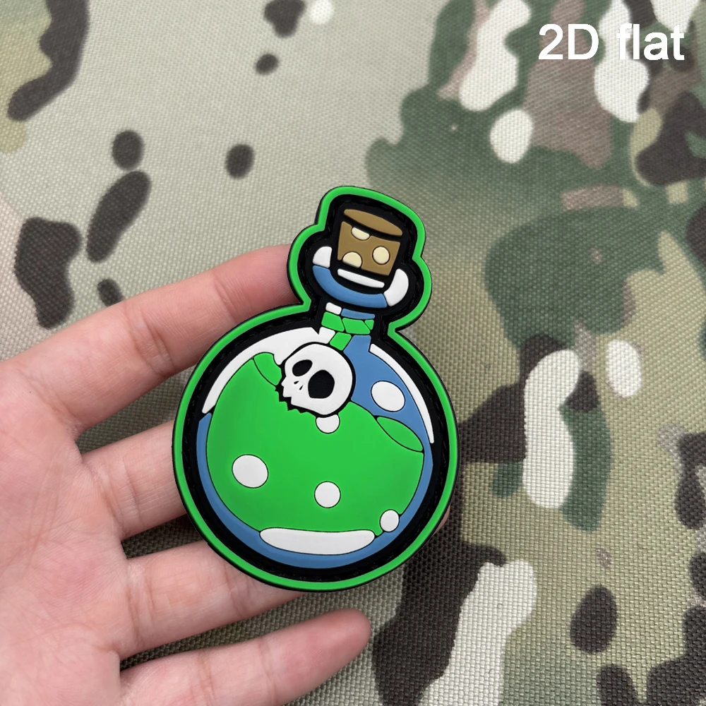 2D Flat Round Medicine Bottle Pvc Material Decorative Velcro Patch 1Pc Layered Color Block Patchwork Regular Dot Embossed Wooden Plug Geometric Shape Soft Lines Suitable for Hiking Bags, Commuter Vests, Various Fabric Gear, Velcro Patch with Free Backing