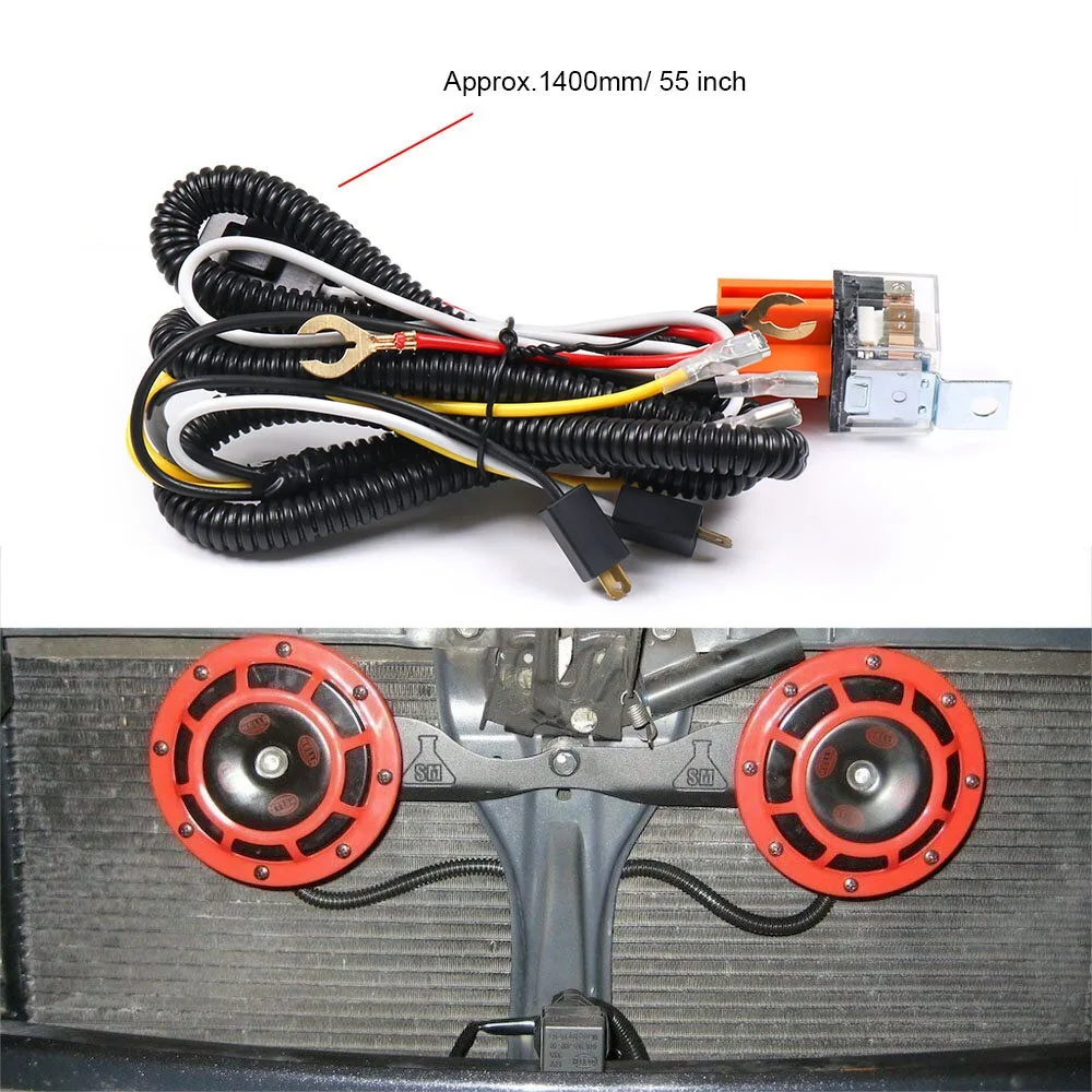 Reliable 12V Horn Relay Wiring Harness Kit Grille Mount Blast Tone Horns Wiring Harness Plug For Car Truck Universal Accessories