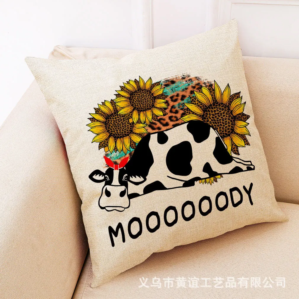 4pcs Cute Cow Pillow Case Bathing Flower Cow Pillowcase 40x40 Cm Sofa Bed Garden Chair Pillow Cover Boy Girl Kid Room Home Decor