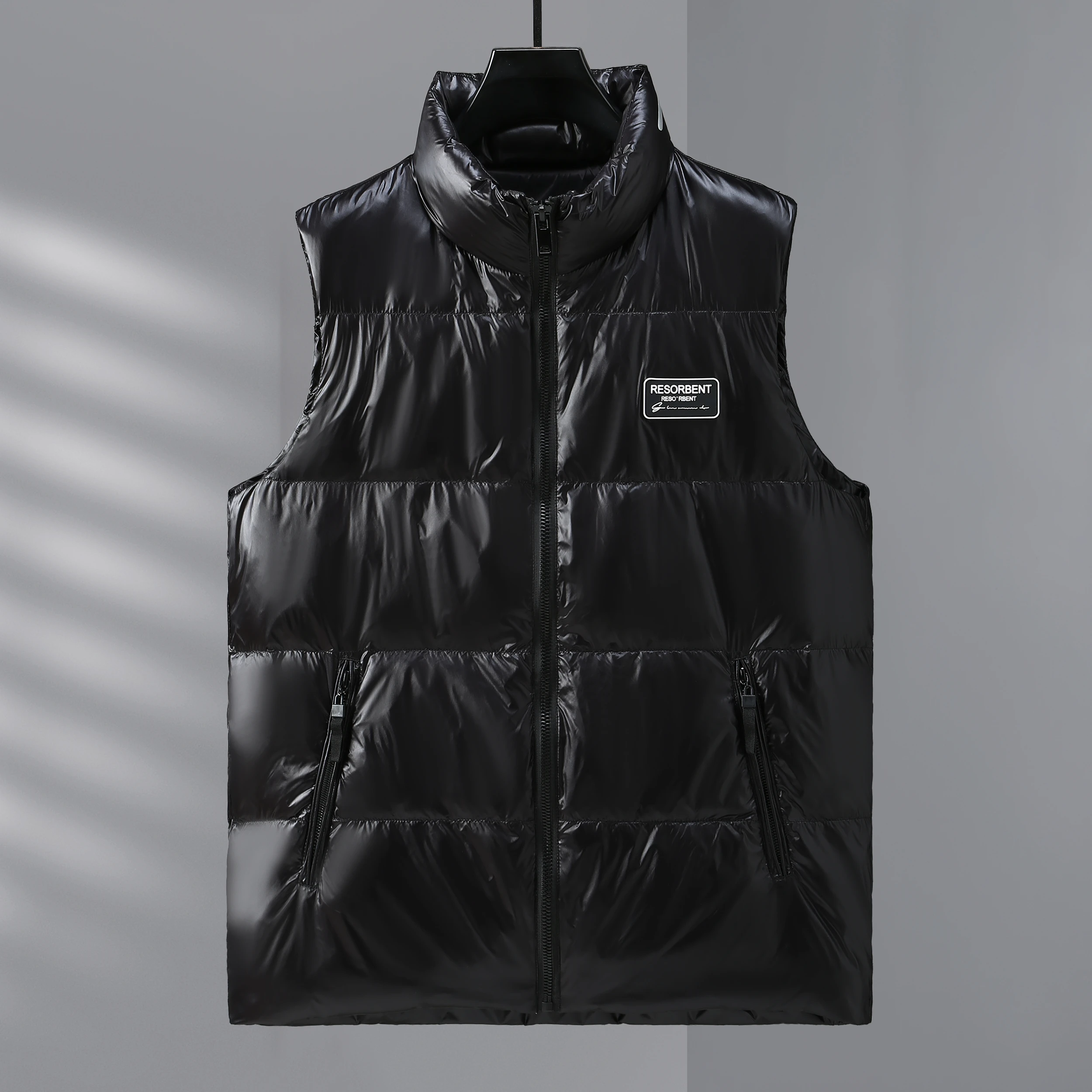 Veste sans manches brillante décontractée pour homme, gilet chaud sans lavage, gros homme, brillant, grande taille, hiver