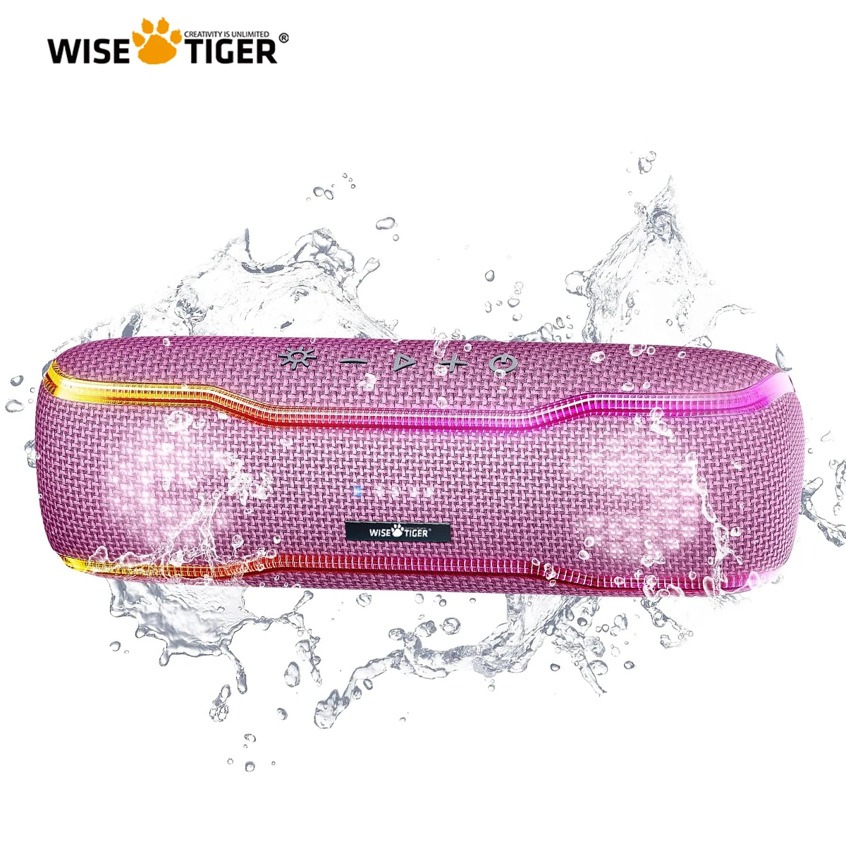 

WISETIGER Portable Bluetooth Speaker IPX7 Waterproof 25W Subwoofer Loudspeaker TWS Surround Sound Box for Outdoor (Pink)