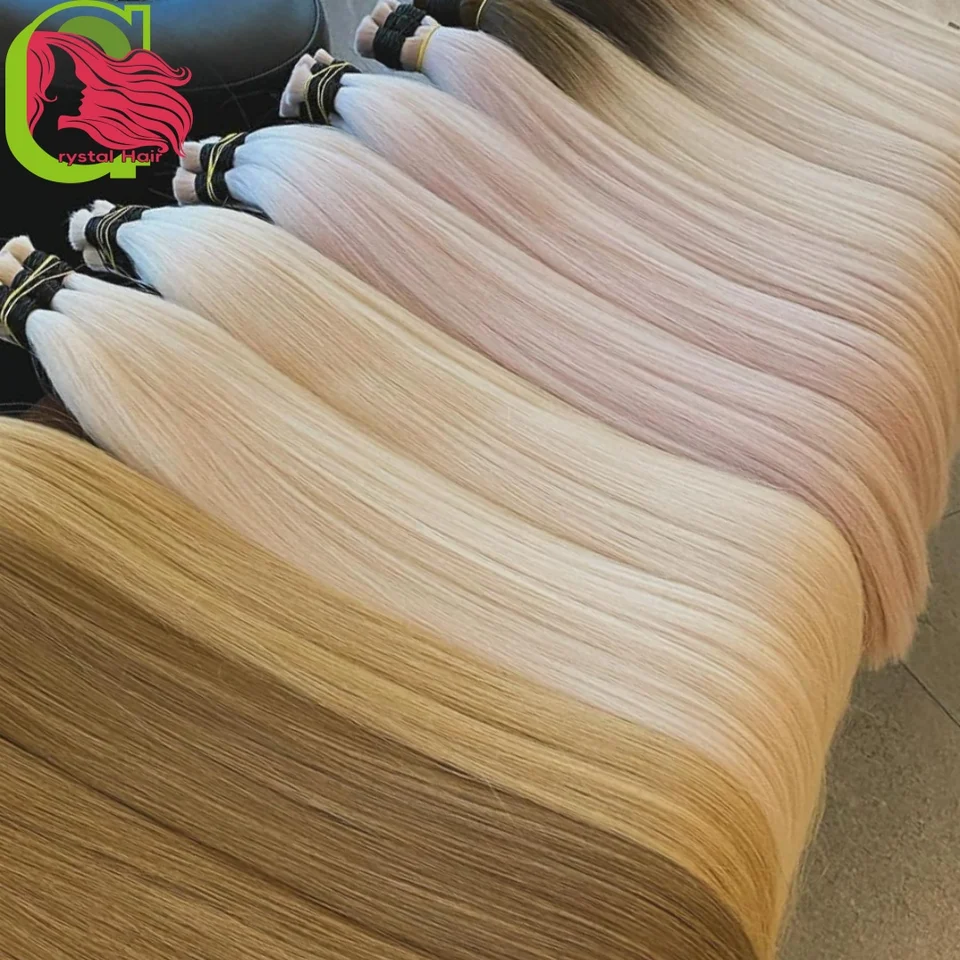 Cabello Humano Virgen Real 100% Sin Weft, Extensiones a Granel, Negro y Rubio 613, Cabello a Granel 12A para Tejer y Trenzar, Sin Procesar 3