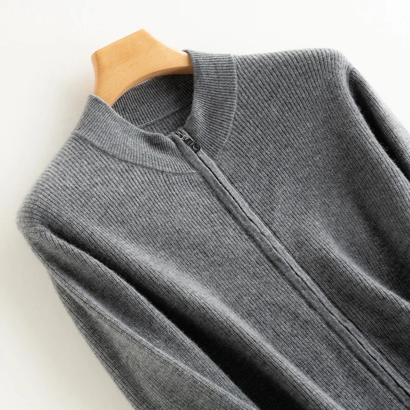 New Autumn Winter Men Cashmere Cardigan Stand Collar Thick Jacket Top