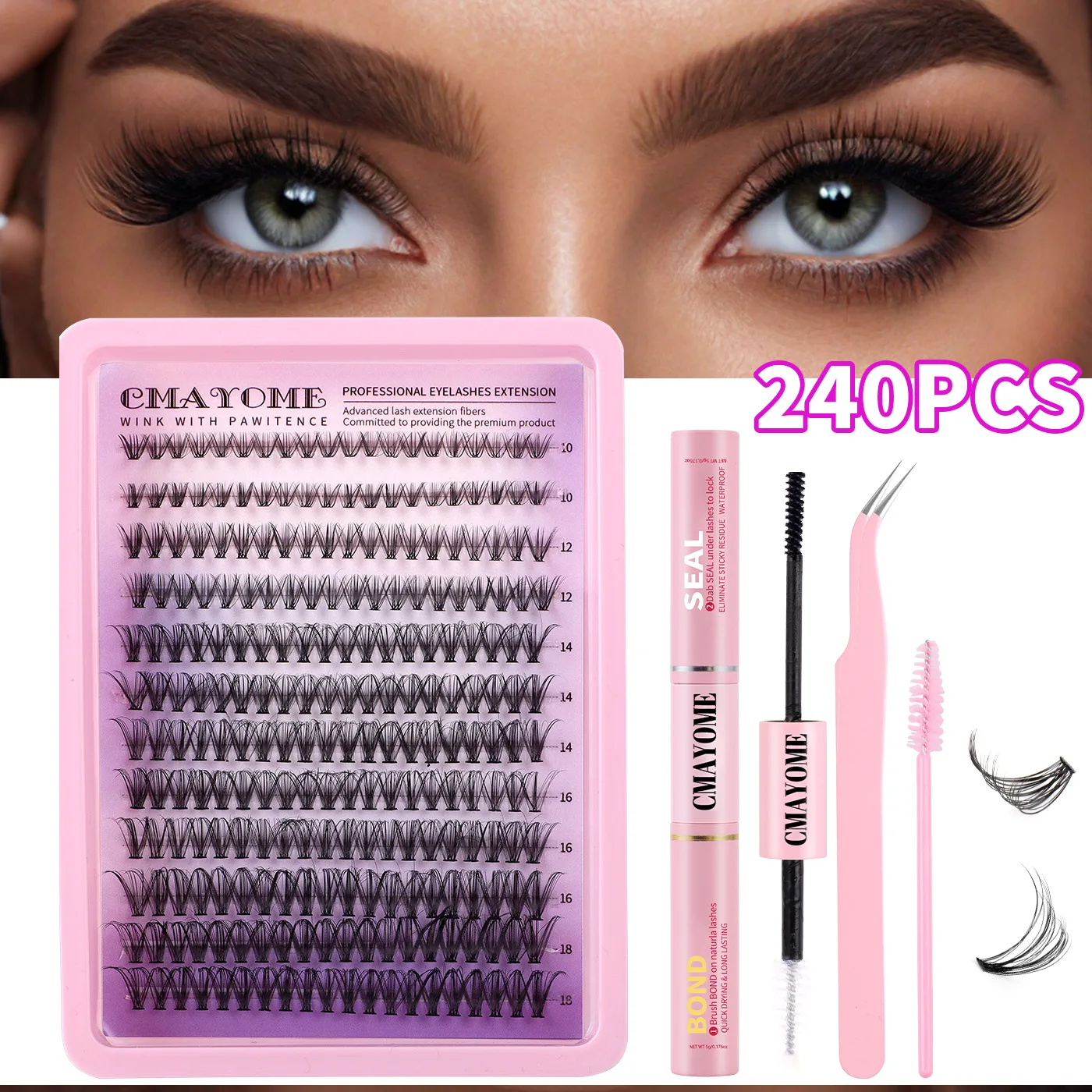 

Single Cluster Segmented DIY False Eyelash Extension Set D Curly Curling Natural Thick Hot Melt Eyelash