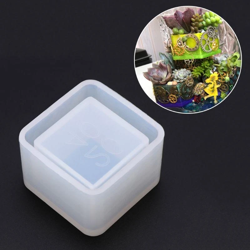 

652F DIY Plant Pot Mold Cube Resin Planter Mold Square Silicone Molds DIY Flower Pot Molds Pen Holder Epoxy Casting Molds