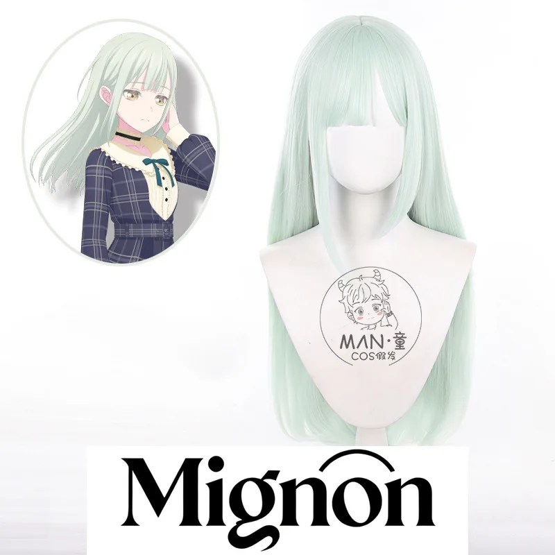 

BanG Dream! Wakana Mutsumi Cosplay Wig Light Green Long Straight Hair Scalp Stock Halloween Gift