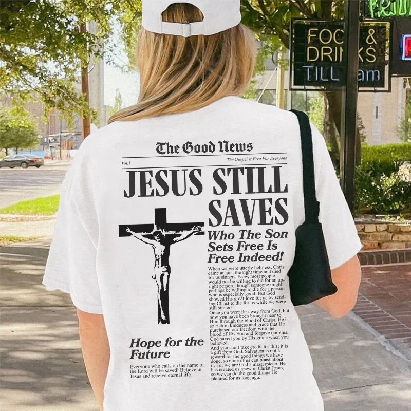 Women Retro Fashion Jesus Bible Verse T-Shirt Unisex Oversized Harajuku Streetwear Graphic Tees Christian Shirt Faith Tops Gifts