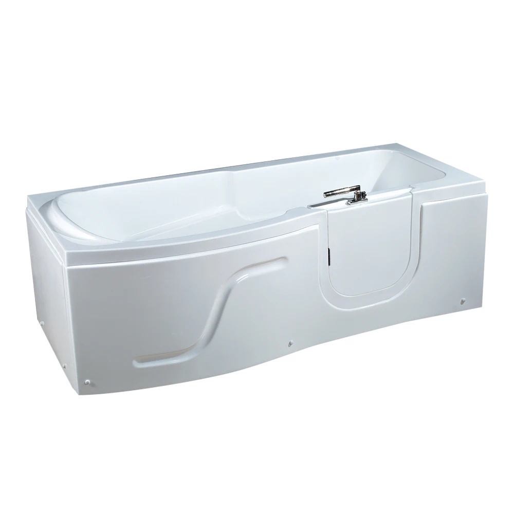 Modern White Acrylic Rectangle Disabled Walk In Bathtub With Door One Person Soaking Tub 1.8m Length For Hotel Old People Use