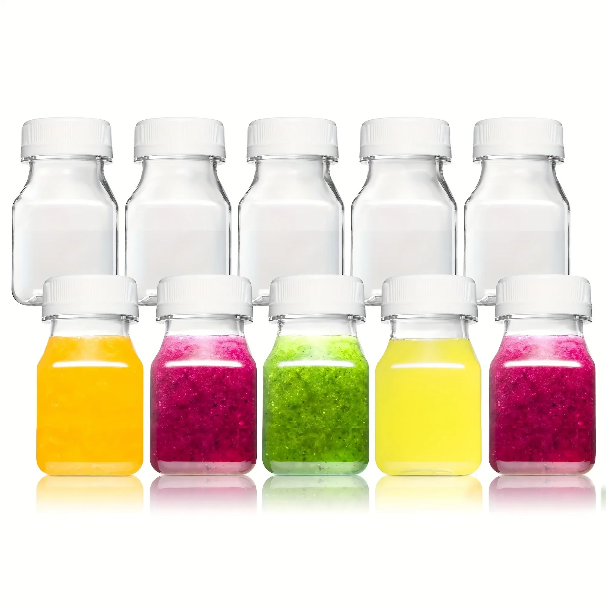 12pcs Plastic Juice Bottles with Caps,  Juice Containers with Tamper Proof Lids  ClearBottles for Juicing, Milk, Smoothie, Drink