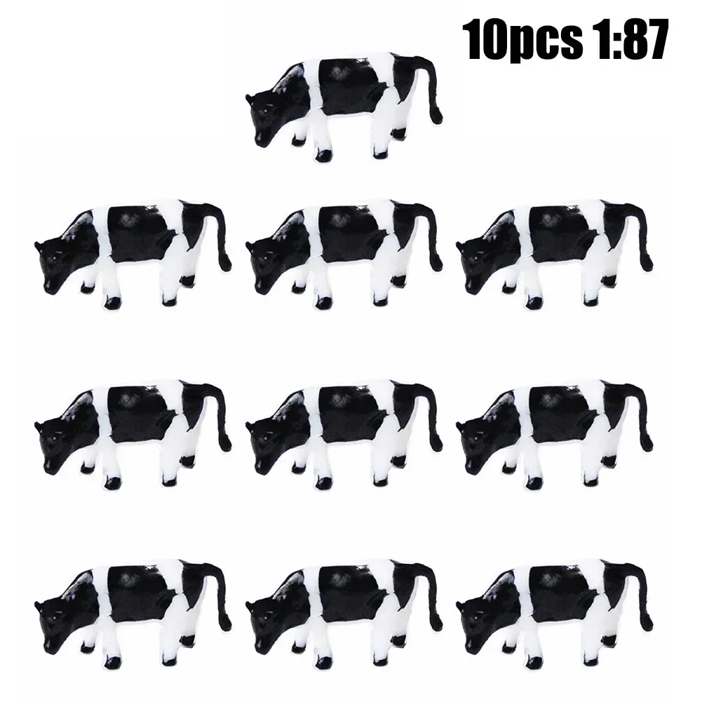 10PCS Realistic 1:87 Scale HO/OO Gauge 00 Black & White Cow Models For Your Model Railway Pack Model DIY Model Accessories