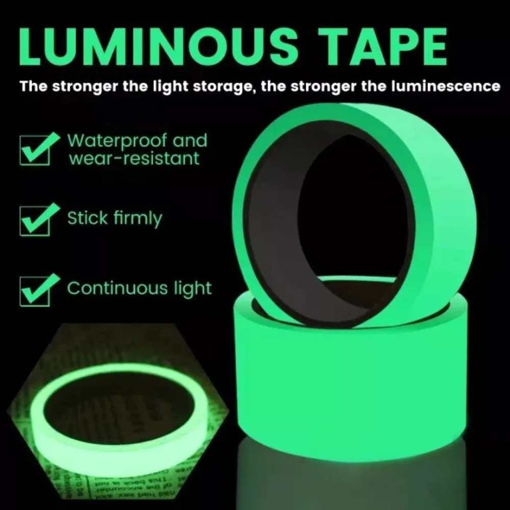 Fluorescent tape, bright and durable, strong adhesive, used for outdoor safety signs and emergency exits on stairs and stages