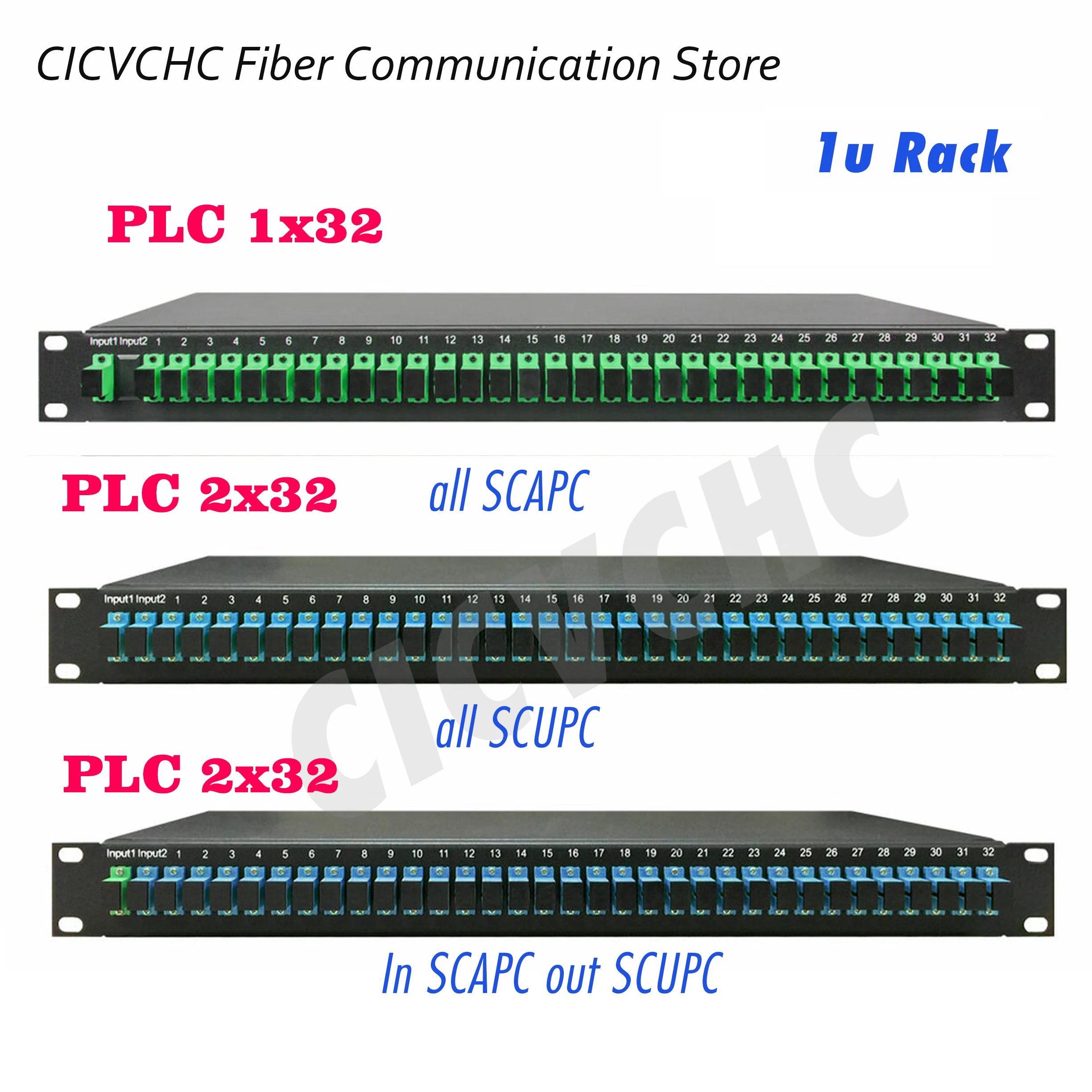 PLC Optical Splitter 1×32, 2x32 Module 19-in Rack Mount ODF 1U Single Mode Fiber with SC Connector